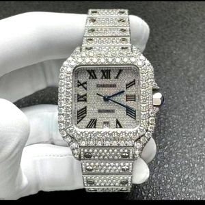 White Gold Iced Watch Silver  Diamond